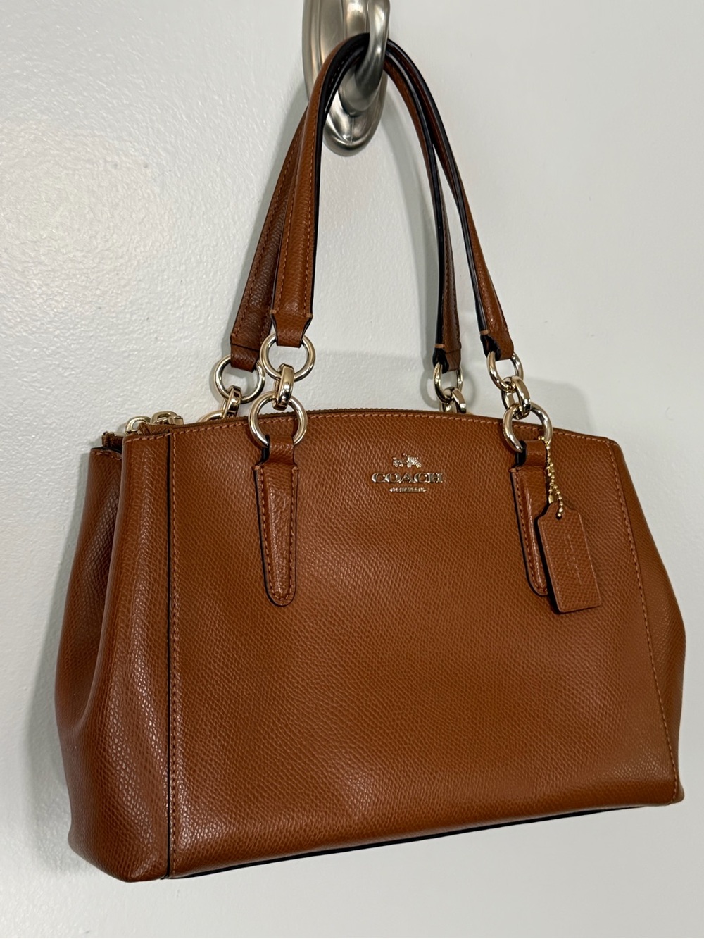 Coach Tan Pebbled Leather Tote with Gold Hardware - Picture 2 of 10